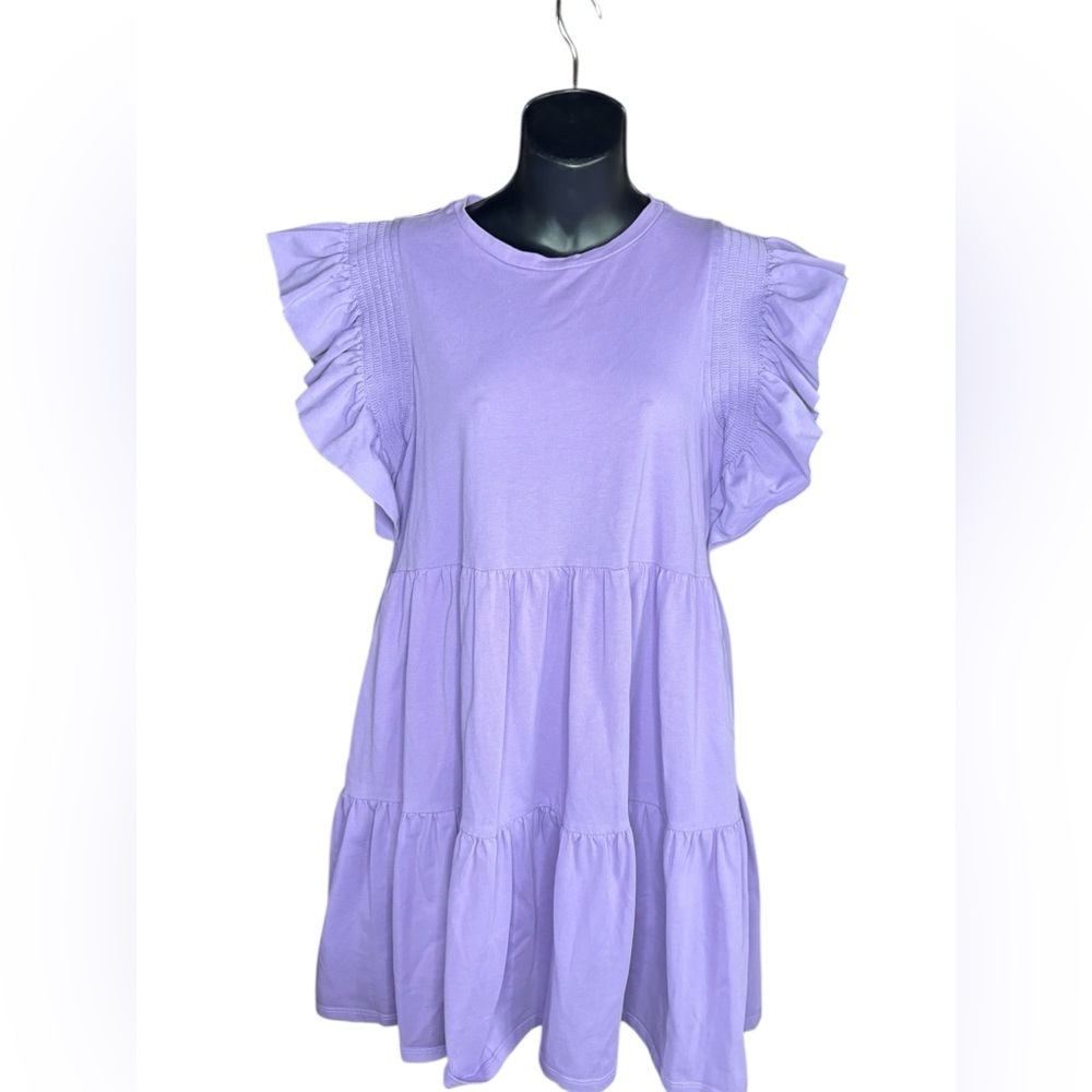 English Factory Purple Ruffled Tiered Sundress mini sz M preloved - Picture 4 of 9